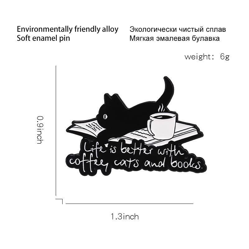 Cute Black Cat Enamel Pin Coff - Fashion Backpack Women recension och pris