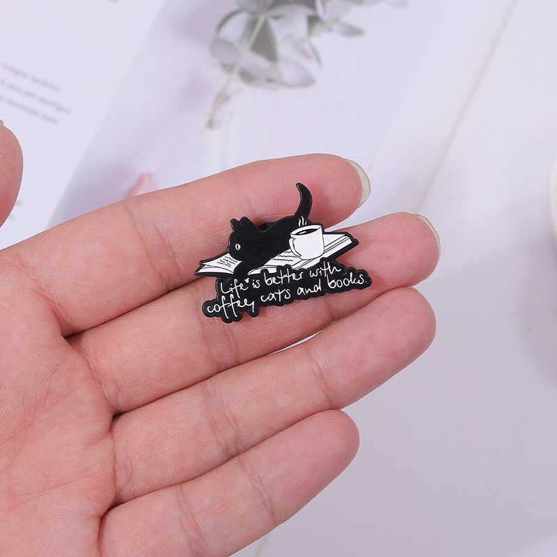 Cute Black Cat Enamel Pin Coff - Fashion Backpack Women recension och pris