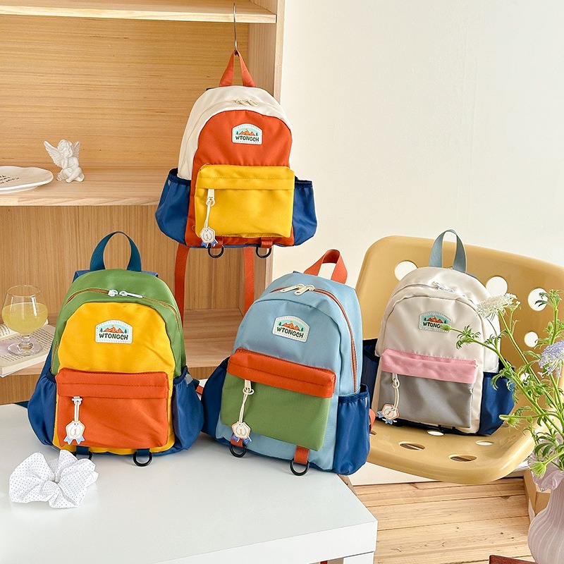New Color Blocked Children's B - Canvas Backpack Casual recension och pris